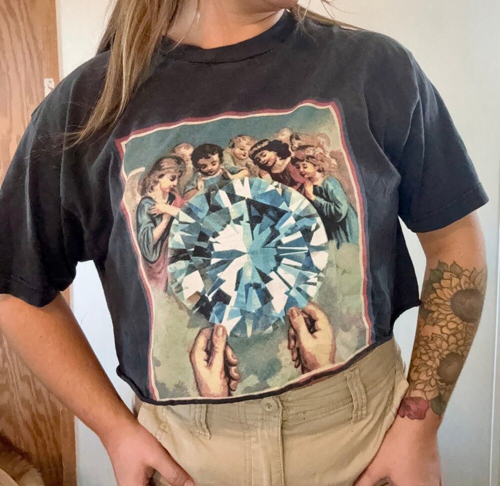 Diamond Supply Co Angel Diamond Graphic Cropped T Shirt Black Size L